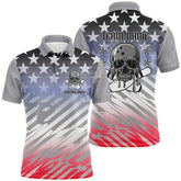 Maxcorners Custom American Flag Skull Bowling Shirts For Men And Women, Patriotic Team Bowling Jerseys