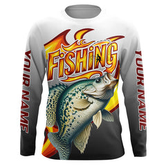 Maxcorners Custom Crappie Flame Fishing Shirts, Crappie Long Sleeve Fishing Jerseys Fishing Gifts LM2408