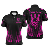 Maxcorners Custom Bowling Shirts For Men And Women, Skull Bowling Team Shirts Bowling Pin | Pink