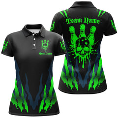 Maxcorners Custom Bowling Shirts For Men And Women, Skull Bowling Team Shirts Bowling Pin | Green