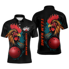 Maxcorners Custom Chicken Bowling Shirts For Men Bowling Polo Shirts Team Bowling League Jersey