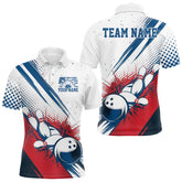 Maxcorners Custom Red, White And Blue Patriotic US Flag Bowling Polo Shirts For Men, Team Uniform LM2707