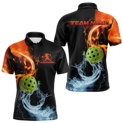 Maxcorners Custom Water And Fire Pickleball Polo Shirts For Men, Pickleball Team Shirt LM2206
