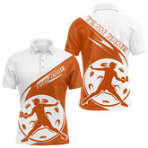 Maxcorners Custom White And Orange Pickleball Jersey, Pickleballer Pickleball Player Polo Men Shirt LM2206