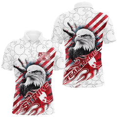 Maxcorners Custom Patriotic Eagle Bowling Shirts For Men, US Flag Bowling League Team Shirt TU1407