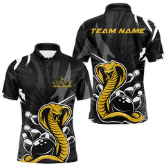 Maxcorners Custom Yellow Cobra Snake Bowling Team Jerseys, Bowling Polo Shirts For Men TU1908