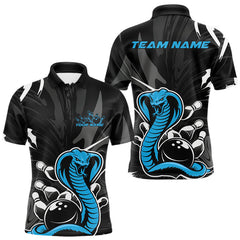 Maxcorners Custom Blue Cobra Snake Bowling Team Jerseys, Bowling Polo Shirts For Men TU1908