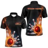 Maxcorners Custom Multi-Color Flame Bowling Tournament Shirts For Men, Women And Kid, Fire Bowling Jerseys TU2606
