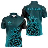 Maxxcorners Custom Blue Pickleball Star Polo Shirts For Men, Outdoor Pickleball Team Uniform MT0307