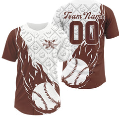 Maxcorners Custom Brown Flame Team Baseball Jerseys For Men, Baseball Lovers Team Uniform LM2608