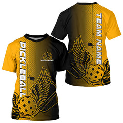 Maxcorners Custom Yellow Pickleball Wings Jerseys Outdoor Pickleball Polo Team Shirts For Men LM2206
