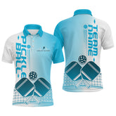 Maxcorners Custom Blue Pickleball Team Polo Shirts For Men, Pickleball League Shirt LM2206