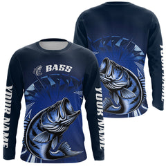 Maxcorners Custom Name Green Camo Bass Fishing Jerseys, Largemouth Bass Long Sleeve Fishing Shirt LM0607