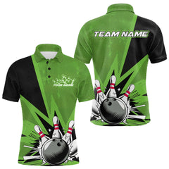 Maxcorners Custom Green Bowling Jerseys, Bowling Team Men Polo Shirts Bowling League Shirt LM3006