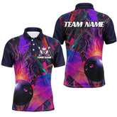 Maxcorners Custom Colorful Bowling League Shirts For Men And Women, Flame Bowling Ball Jerseys