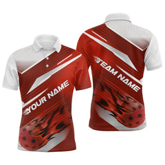 Maxxcorners Custom Red Flame Pickleball Polo Shirts For Men, Fire Pickleball Jerseys Team Uniform MT0307
