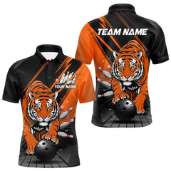Maxcorners Custom Tiger Bowling Team Polo Shirts For Men, Bowling Tournament Outfit LM1605