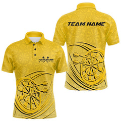 Maxcorners Custom Yellow Darts Polo Shirts For Men, Yellow Dartboard Dart Team Jerseys For Players TU1208