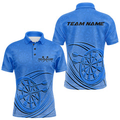 Maxcorners Custom Blue Darts Polo Shirts For Men, Blue Dartboard Dart Team Jerseys For Players TU1208