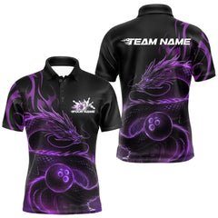 Maxcorners Custom Purple Tribal Flame Dragon Bowlin Team Men Polo Shirt, Dragon Bowling Jerseys LM1112