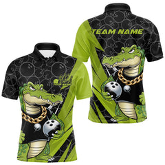 Maxcorners Custom Funny Alligator Bowling Men Polo Shirt, Alligator Bowling Team Jerseys MT2009