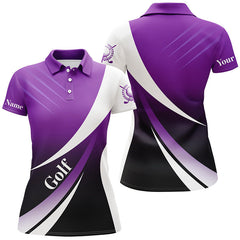 Max Corners Purple And White Tournament Golf Jersey Customized Name 3D Golf Polo Shirt For Women