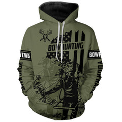 Maxcorners Bow hunter Deer Hunting American flag Custom 3D All over printed Shirts, Bowhunting shirt for hunter LM2608