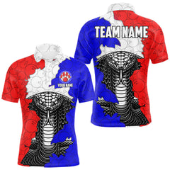 Maxcorners Personalized Red, White and Blue Cobra Snake Bowling Team Shirts For Men, Patriotic Bowling Jerseys TU0212