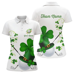 Maxcorners Green Shamrock Golf Ball Clubs Lucky Mens Polo Golf Shirts Custom St Patrick Day Team Golf Jerseys