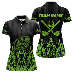 Maxcorners Black And Green Camo Golf Polo Shirts For Men Custom Team Golf Outfit Men, Personalized Golf Gifts LM103