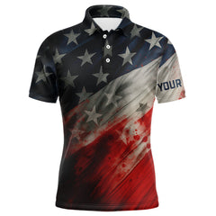 Maxcorners Personalized golf polos shirts for men American flag 4th July custom patriotic best men golf wears