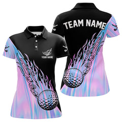 Maxcorners Hologram Flame Golf Ball Polo Shirts For Men Custom Golf Team Shirts Golfer Outfit LM103