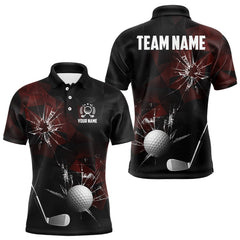 Maxcorners Black and Red Camo Broken golf ball Mens Golf polo shirts Custom Team Golf attire for men MT2108