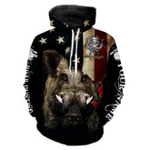 Maxcorners Boar hunting camo American flag patriotic Customize Name 3D All Over Printed Shirts LM2608