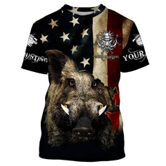 Maxcorners Boar hunting camo American flag patriotic Customize Name 3D All Over Printed Shirts LM2608