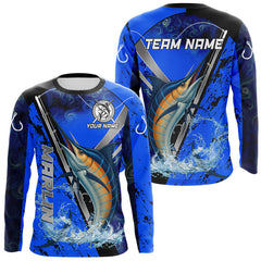 Maxcorners Blue Camo Marlin fishing custom saltwater Marlin sun protection long sleeve fishing shirts for Team LM2408
