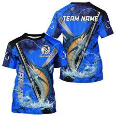 Maxcorners Blue Camo Marlin fishing custom saltwater Marlin sun protection long sleeve fishing shirts for Team LM0607