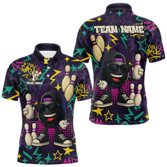 Maxcorners Funny Bowling shirts for Men custom purple graffiti pattern bowling team jerseys, gift for bowlers LM1307