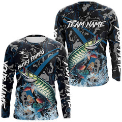 Maxcorners Custom Musky Fishing Camo Long Sleeve Fishing Shirts, Personalized Muskie Fishing Team Jerseys LM0607