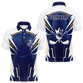 Maxcorners White and Blue Camo Custom Golf Polo Shirts For Men, mens golf outfit team golf shirts