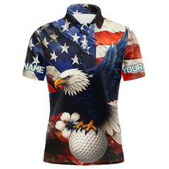 Maxcorners American Flag Eagle Mens golf polo shirts custom patriotic Eagle golf attire for men