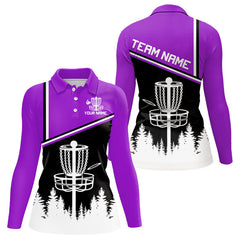 Maxcorners Black, White and Purple Disc Golf basket Mens Disc golf polo shirts Custom team disc golf jerseysMT0306
