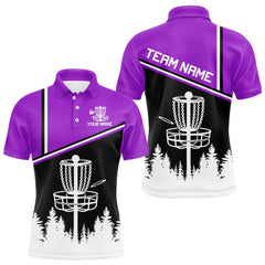 Maxcorners Black, White and Purple Disc Golf basket Mens Disc golf polo shirts Custom team disc golf jerseysMT0306