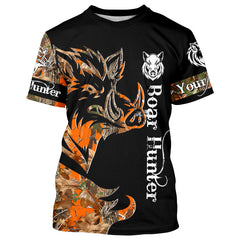 Maxcorners Boar Hunting Black Orange Camo 3D all over Print Shirt, Boar Hunting Apparel LM2608