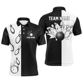 Maxcorners Black And White Retro Vintage Bowling Customized Name And Team Name 3D Shirt