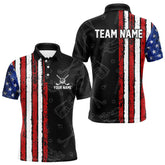Maxcorners Black Camo American Flag Golf Polo Shirts For Men custom Patriotic golf outfit Team Jerseys