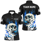 Maxcorners Black And Blue Skull Bowling Jersey Multicolor Option Customized Name, Team Name 3D Shirt