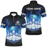 Maxcorners Blue Flame Bowling Jersey Multicolor Option Customized Name, Team Name 3D Shirt