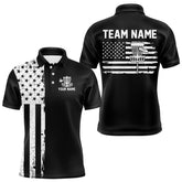 Maxcorners Black and White American Flag Mens Disc golf polo shirts Custom patriotic team disc golf jerseysMT0306