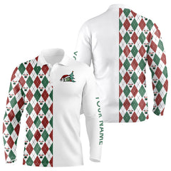Maxcorners Christmas Golf Custom Red, White, Green Argyle Pattern Golf Gifts